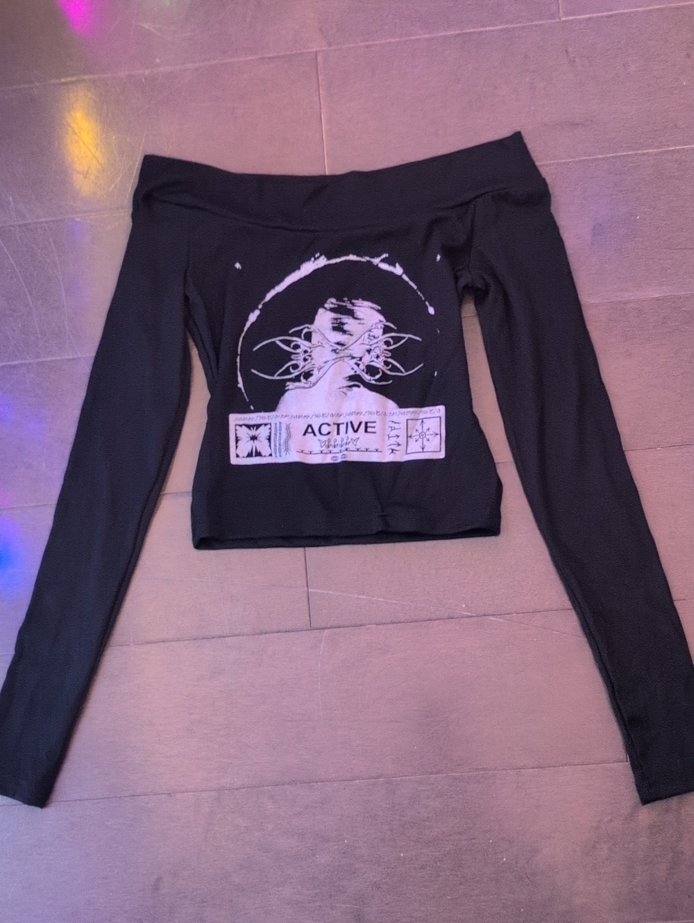 Sexy Off-The-Shoulder Long Sleeve Black Crop Top